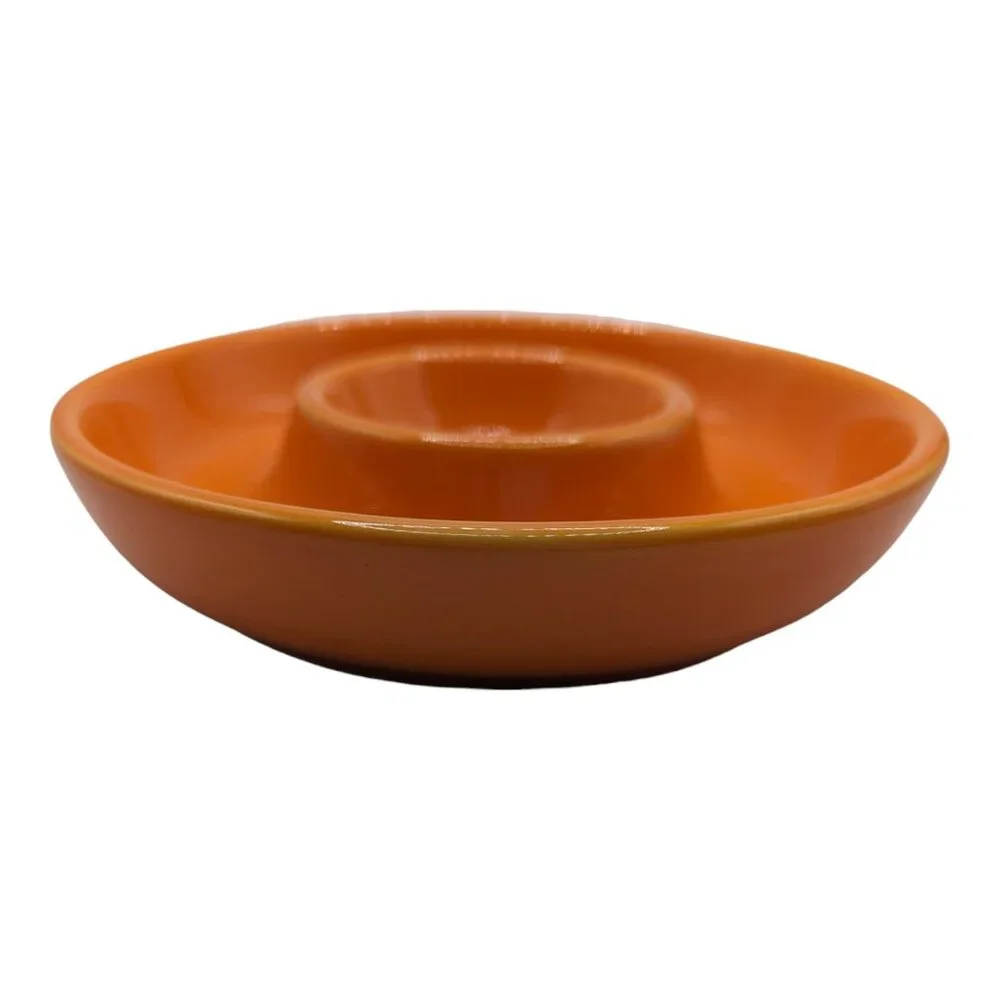 Vintage Crate & Barrel Small Individual Chip & Dip Bowl Fiesta Style Orange 7”